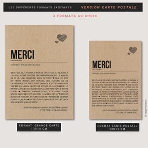 Carte Merci définition - Carte de remerciement - Merci beaucoup - Carte d'affection - merci - Carte de gratitude personnalisable image 5