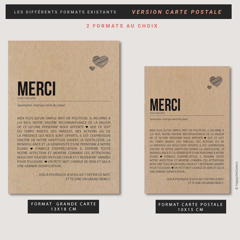 Carte Merci définition - Carte de remerciement - Merci beaucoup - Carte d'affection - merci - Carte de gratitude personnalisable image 5