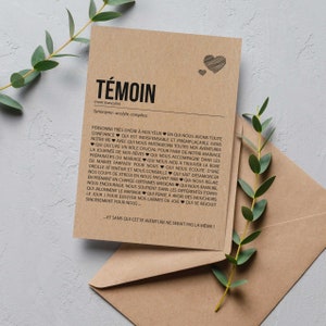 Carte définition Témoin de mariage Carte demande témoin mariage Annonce témoin Demande témoin Cadeau témoin Personnalisable image 3