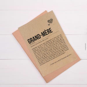 Carte définition grand-mère Personnalisable - Carte d'anniversaire grand-mère - Carte fête des grands-mères - Idée cadeau image 2