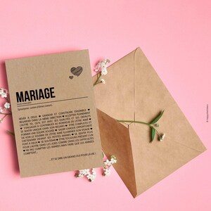 Carte définition mariage - Cadeau de mariage - Carte de félicitations mariage - Demande en mariage - Personnalisable - Voeux de mariage afbeelding 7