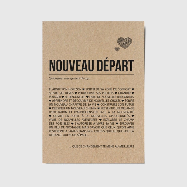 Carte Nouveau départ - Bon voyage - Changement de vie - Déménagement - Personnalisable