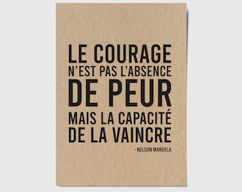 Carte avec citation sur le courage - Carte d'encouragement - Carte de motivation - Citation Nelson Mandela