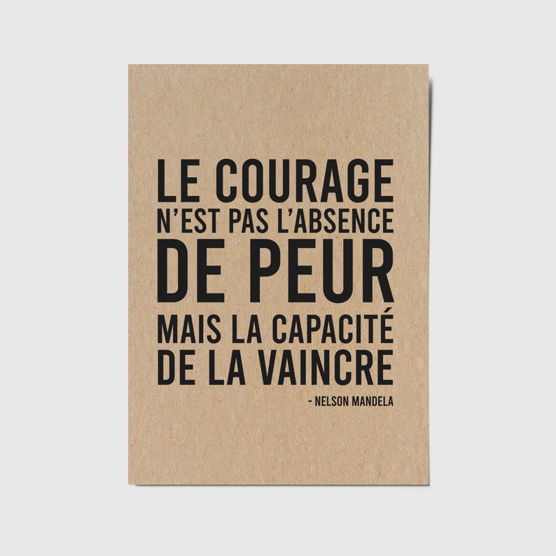 Carte avec citation sur le courage - Carte d'encouragement - Carte de motivation - Citation Nelson Mandela 画像 1
