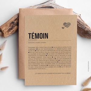 Carte définition Témoin de mariage - Carte demande témoin mariage - Annonce témoin - Demande témoin - Cadeau témoin - Personnalisable immagine 6