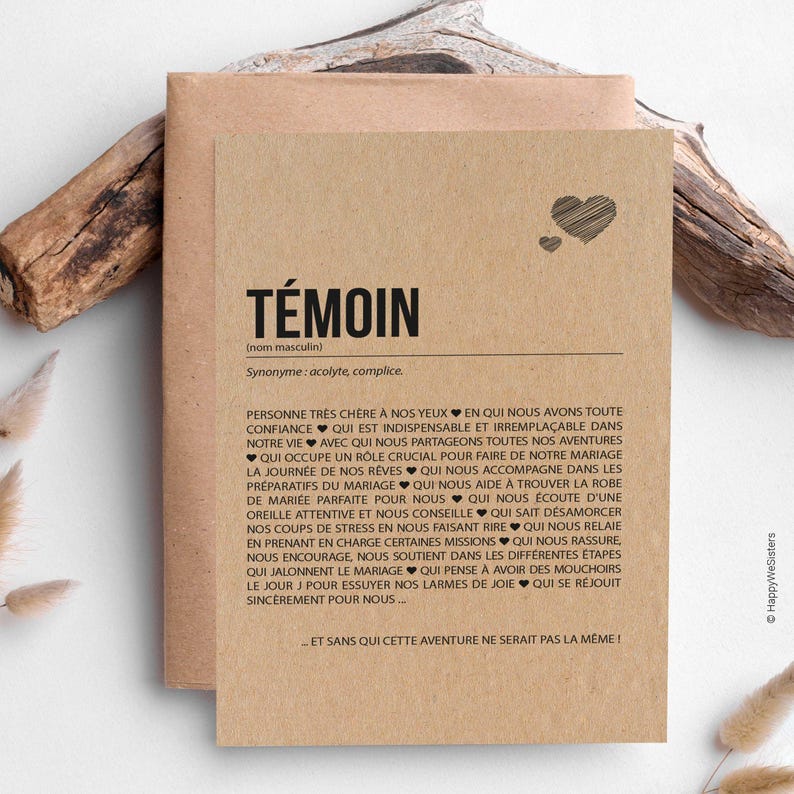 Carte définition Témoin de mariage - Carte demande témoin mariage - Annonce témoin - Demande témoin - Cadeau témoin - Personnalisable immagine 6