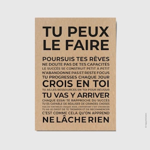 Tu peux le faire - Carte de motivation - Carte d'encouragement - Carte de soutien