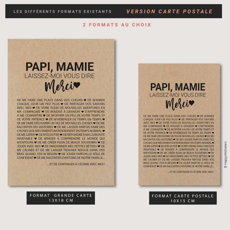 Carte Merci Papi, Mamie personnalisable - Idée cadeau grands-parents - Carte d'affection image 6