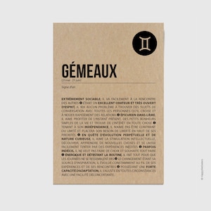 Carte d'anniversaire signe du zodiaque - Joyeux anniversaire - Carte personnalisable - Carte originale anniversaire -Astrologie- Gémeaux