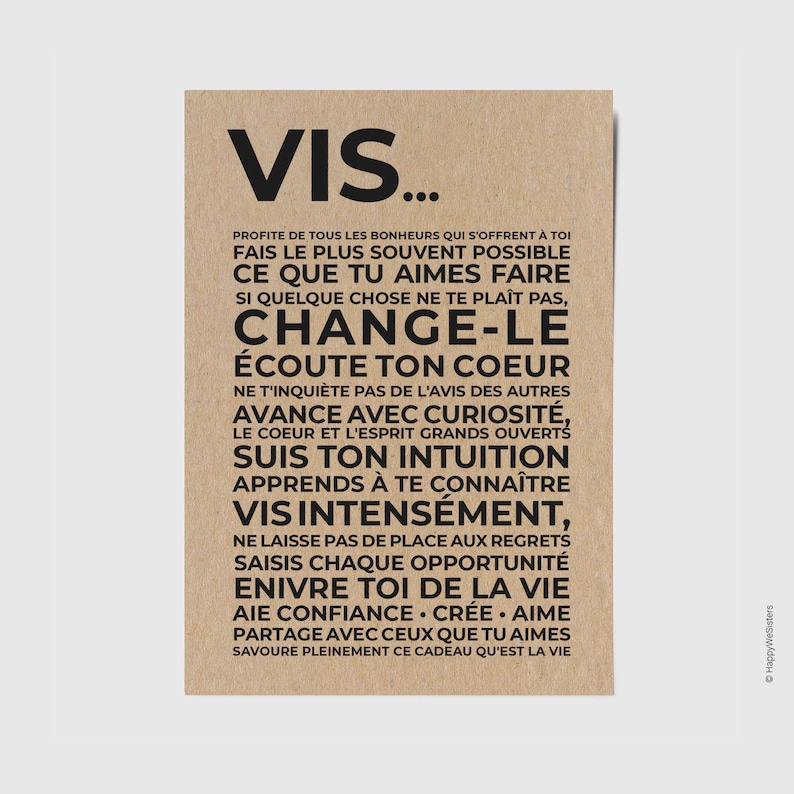 Carte de motivation - Carte inspirante - Hymne à la vie - Vis image 1