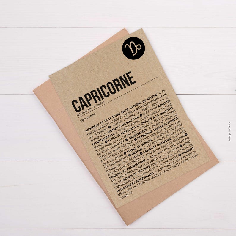 Carte d'anniversaire signe du zodiaque - Joyeux anniversaire - Carte personnalisable - Carte originale anniversaire -Astrologie- Capricorne image 2