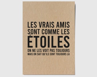 Carte d'amitié - Carte citation sur l'amitié - Carte d'anniversaire ami - Idée cadeau ami