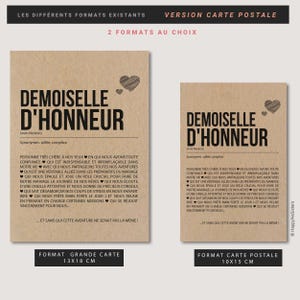 Carte définition Demoiselle d'honneur - Carte demande demoiselle d'honneur mariage - - Cadeau mariage - Personnalisable imagen 6
