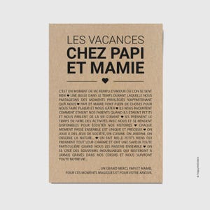 Carte Les vacances chez papi mamie - Carte de remerciements Mapi mamie - carte d'affection - Idée cadeau grands-parents personnalisable