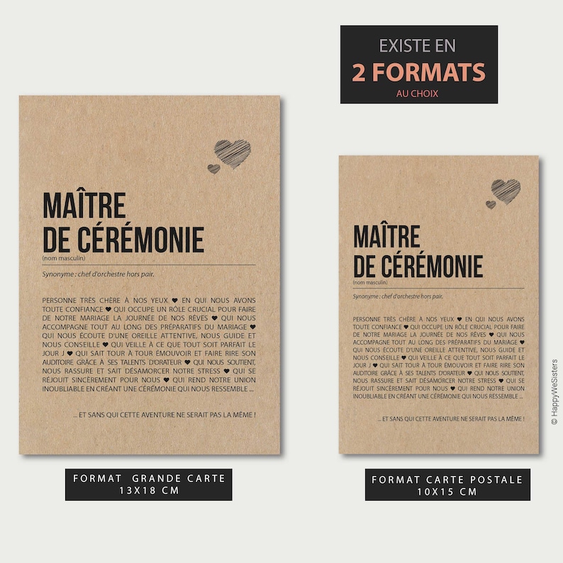 Carte définition Maître de cérémonie mariage - Carte mariage - Cadeau maître de cérémonie mariage - Personnalisable imagen 4