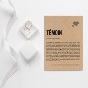 Carte définition Témoin de mariage Carte demande témoin mariage Annonce témoin Demande témoin Cadeau témoin Personnalisable image 2