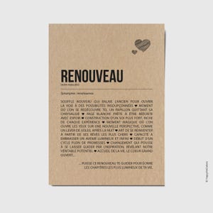 Carte définition renouveau - Carte d'affection - Carte d'amitié - Carte de soutien - Carte d'encouragements - Personnalisable