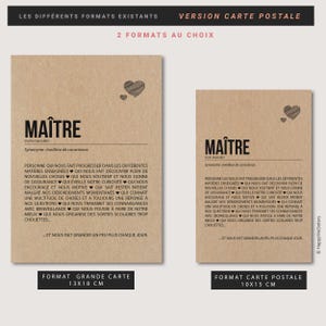 Carte définition Maître - Carte Merci maître - Idée cadeau maître - Personnalisation possible image 6