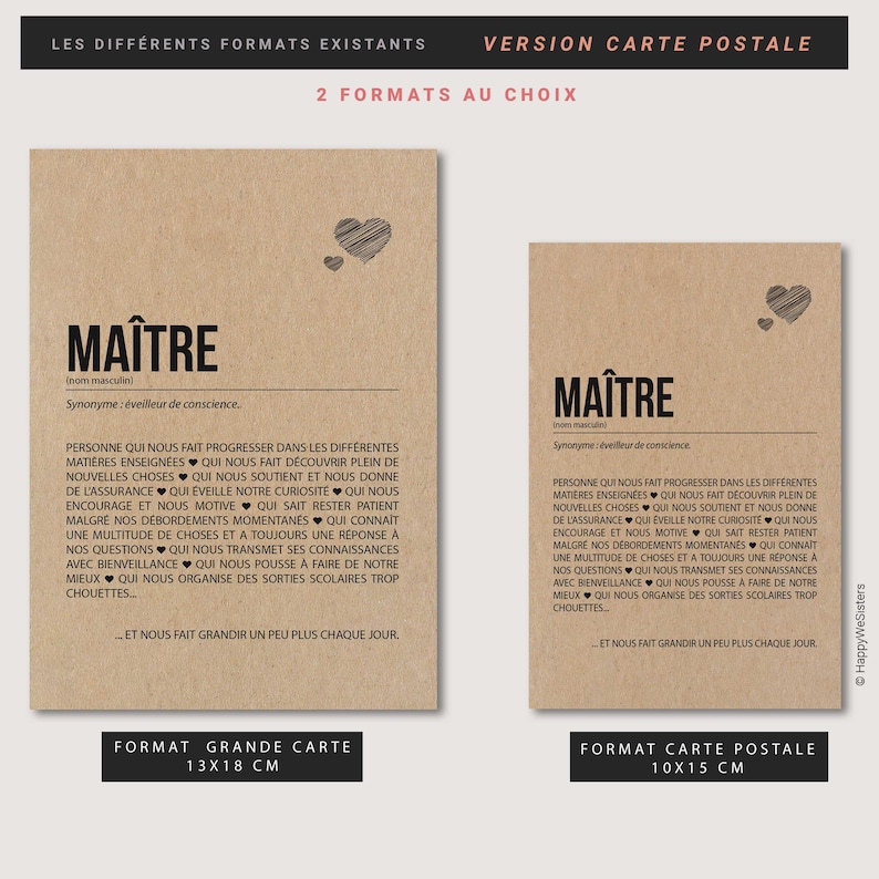 Carte définition Maître - Carte Merci maître - Idée cadeau maître - Personnalisation possible image 6