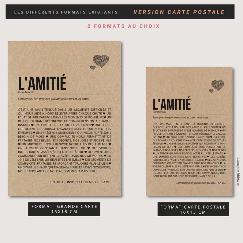 Carte définition amitié - Carte pour ami - Carte d'affection - Cadeau ami - Carte personnalisable Bild 6