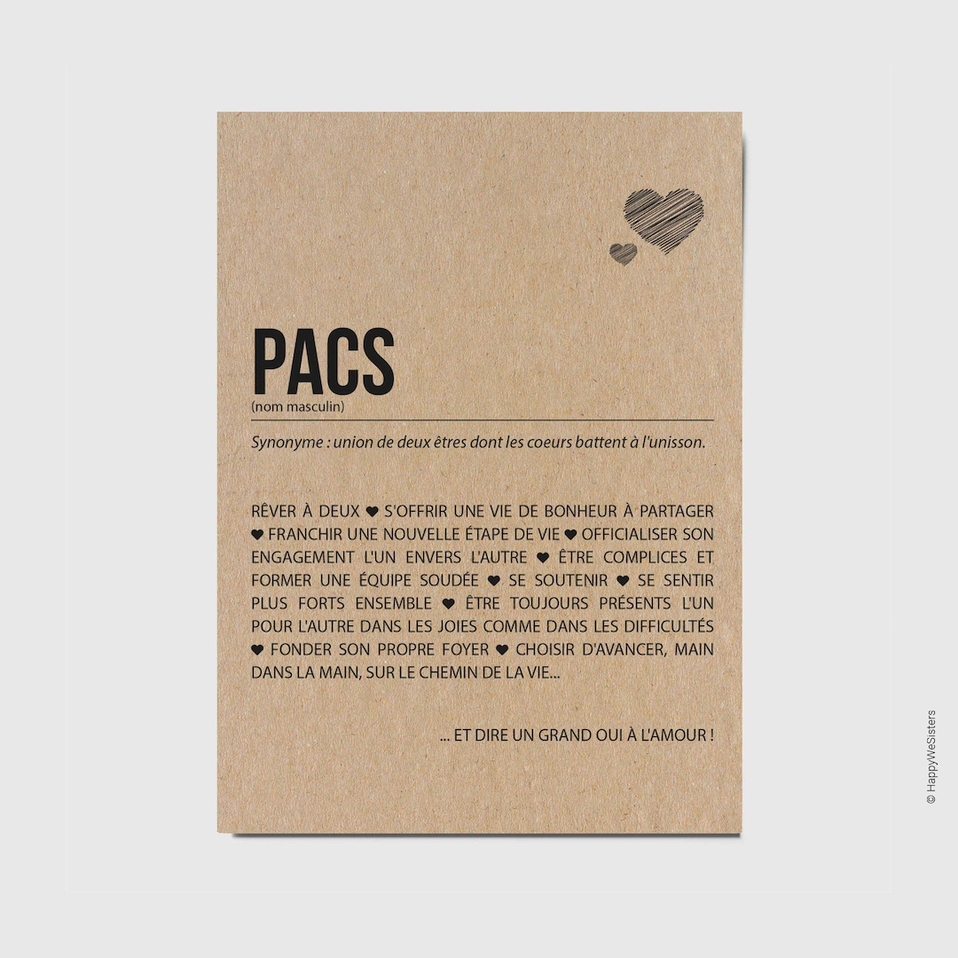 Carte PACS Cadeau de PACS Carte de félicitations PACS