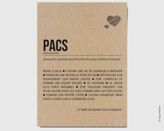 Carte PACS - Cadeau de PACS - Carte de félicitations PACS - Félicitations union - Personnalisable - Voeux de bonheur - Annonce pacs