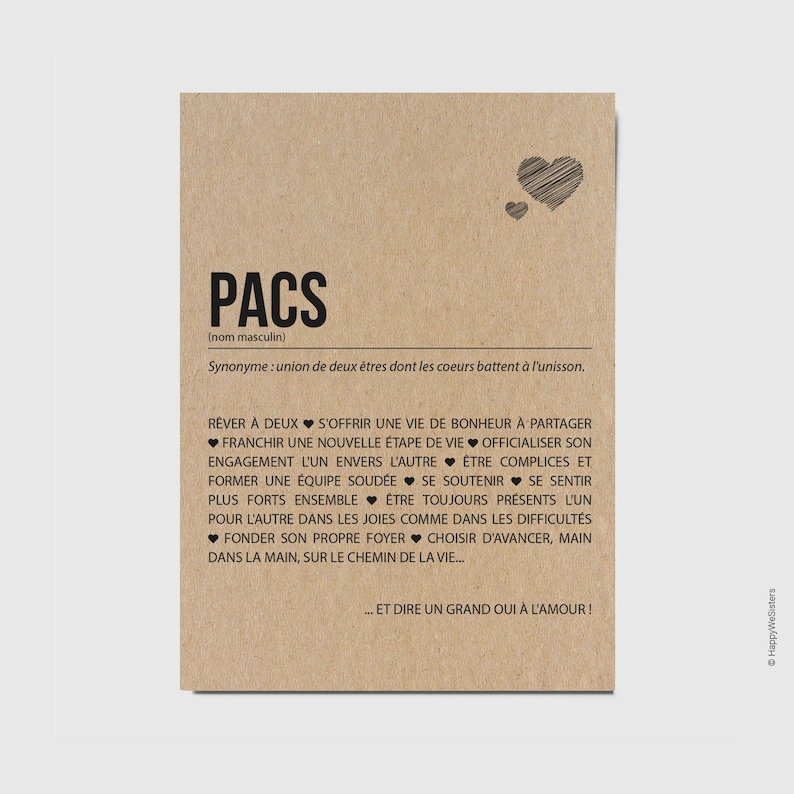 Carte PACS - Cadeau de PACS - Carte de félicitations PACS - Félicitations union - Personnalisable - Voeux de bonheur - Annonce pacs image 1
