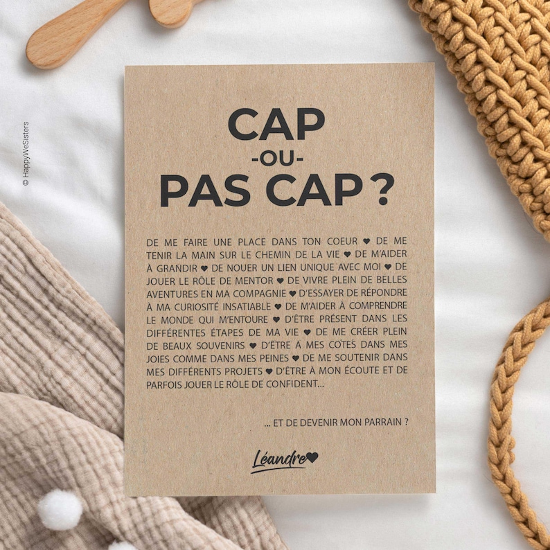 Carte demande parrain - Veux-tu être mon parrain ? Cap ou pas cap de devenir mon parrain - Carte naissance - Carte personnalisable imagem 3