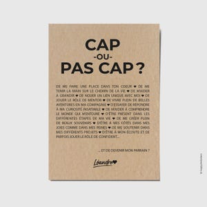 Carte demande parrain - Veux-tu être mon parrain ? Cap ou pas cap de devenir mon parrain - Carte naissance - Carte personnalisable
