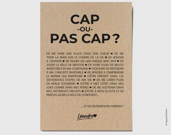 Carte demande parrain - Veux-tu être mon parrain ? Cap ou pas cap de devenir mon parrain - Carte naissance - Carte personnalisable