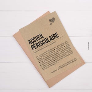 Carte définition accueil périscolaire - Idée cadeau fin d'année scolaire - Carte personnalisable remerciement personnel garderie imagem 2