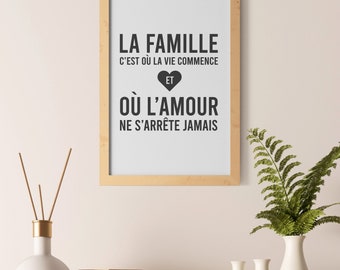 Family theme poster - Printable PDF poster - A6 to A1 format - Digital download - gift idea - Wall decoration