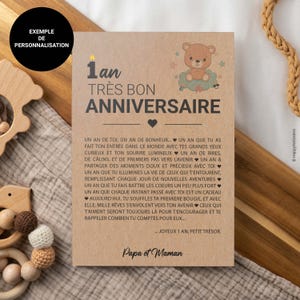 Carte d'anniversaire enfant 1 an - Joyeux premier anniversaire - Carte anniversaire originale - carte pour les 1 an bébé - personnalisable image 5