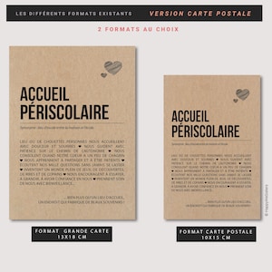 Carte définition accueil périscolaire - Idée cadeau fin d'année scolaire - Carte personnalisable remerciement personnel garderie imagem 4