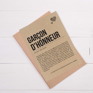 Carte définition Garçon d'honneur - Carte demande garçon d'honneur mariage - Cadeau mariage - Personnalisable imagen 2