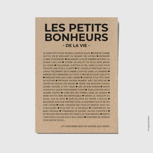 Carte "Les petits Bonheurs de la vie" - Carte de soutien - Carte d'affection - Carte typographique - Happy List - Personnalisable