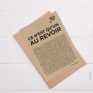 Carte de condoléances - Carte de deuil - Carte de sympathie - Ce n'est qu'un au revoir - Personnalisable image 2