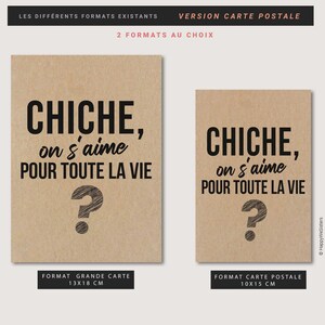 Carte "Chiche, on s'aime pour toute la vie ?" - Demande en mariage - Carte Saint-Valentin - Carte amour personnalisable image 6