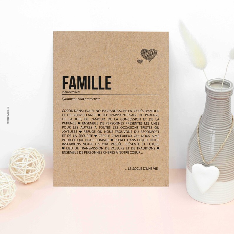 Carte définition famille - Cadeau pour parents/Frères et soeurs/Grands-parents - Personnalisable image 4