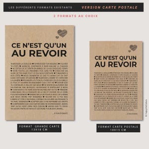 Carte de condoléances - Carte de deuil - Carte de sympathie - Ce n'est qu'un au revoir - Personnalisable image 5