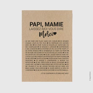 Carte Merci Papi, Mamie personnalisable - Idée cadeau grands-parents - Carte d'affection