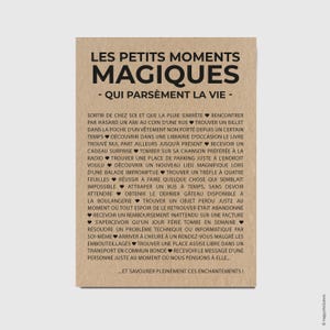 Carte "Les petits moments magiques" - Carte de soutien - Carte d'affection - Carte typographique - Happy List - feel good - Personnalisable