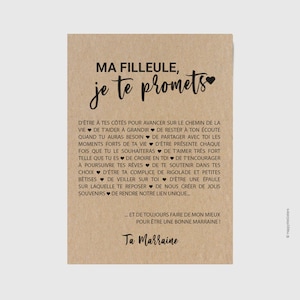 Carte Filleule/Marraine personnalisable - idée cadeau baptême - cadeau naissance filleule