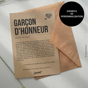 Carte définition Garçon d'honneur - Carte demande garçon d'honneur mariage - Cadeau mariage - Personnalisable imagen 4