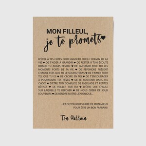 Carte Filleul/Parrain personnalisable idée cadeau baptême cadeau naissance filleul image 1