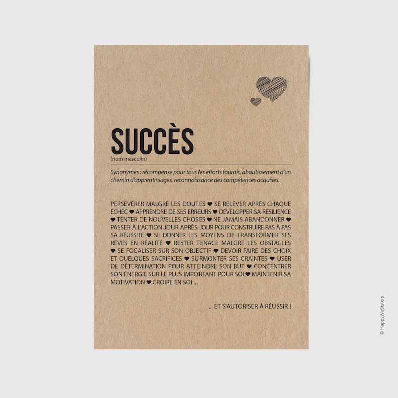 Carte définition succès - Carte de félicitations - Carte d'encouragement - Personnalisable image 1
