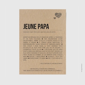 Carte définition Jeune Papa - Carte de félicitation naissance papa - Cadeau naissance - Idée Cadeau Papa - Personnalisable