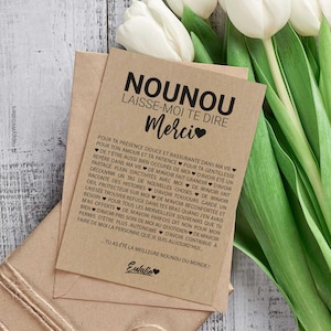 Carte merci nounou - Remerciements nounou - cadeau fin année - Idée cadeau nounou - Carte personnalisée image 3