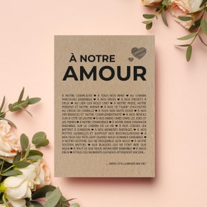 Carte A notre amour Carte amour Carte Saint-Valentin Carte anniversaire de mariage Personnalisable image 3