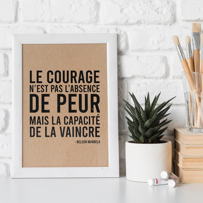 Carte avec citation sur le courage - Carte d'encouragement - Carte de motivation - Citation Nelson Mandela 画像 3